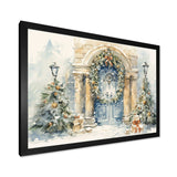 Christmas garland  door in winter 3 - Landscapes Canvas Wall Art