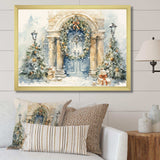 Christmas garland  door in winter 3 - Landscapes Canvas Wall Art