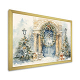 Christmas garland  door in winter 3 - Landscapes Canvas Wall Art