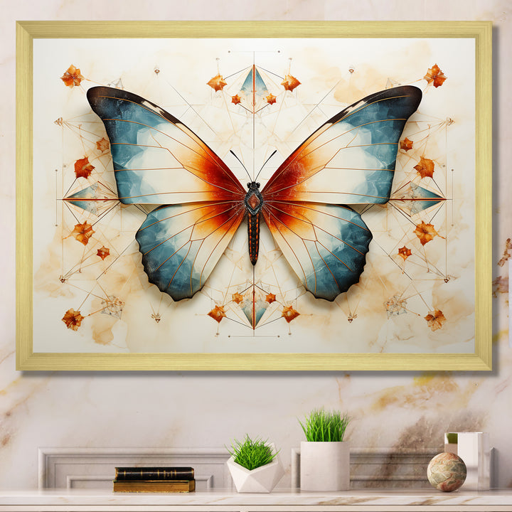 Orange and blue Butterfly pattern - Butterfly Bedroom Wall Art