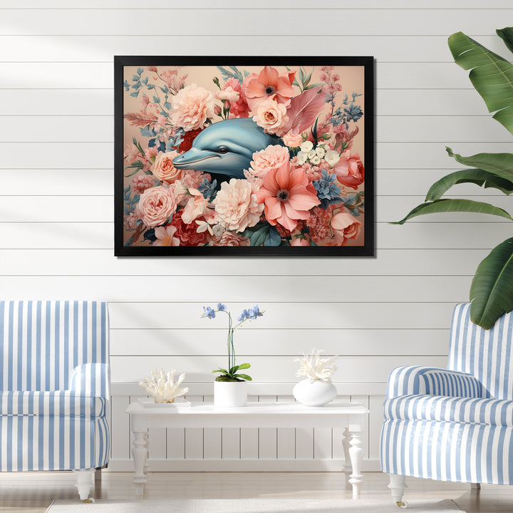 Floral Dance of the Dolphins - Coastal Animal Wall Decor