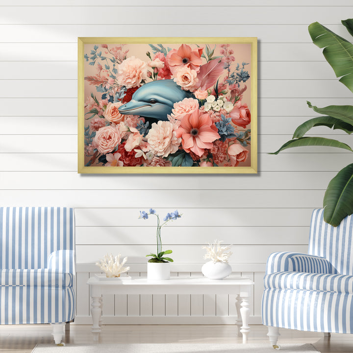Floral Dance of the Dolphins - Coastal Animal Wall Decor