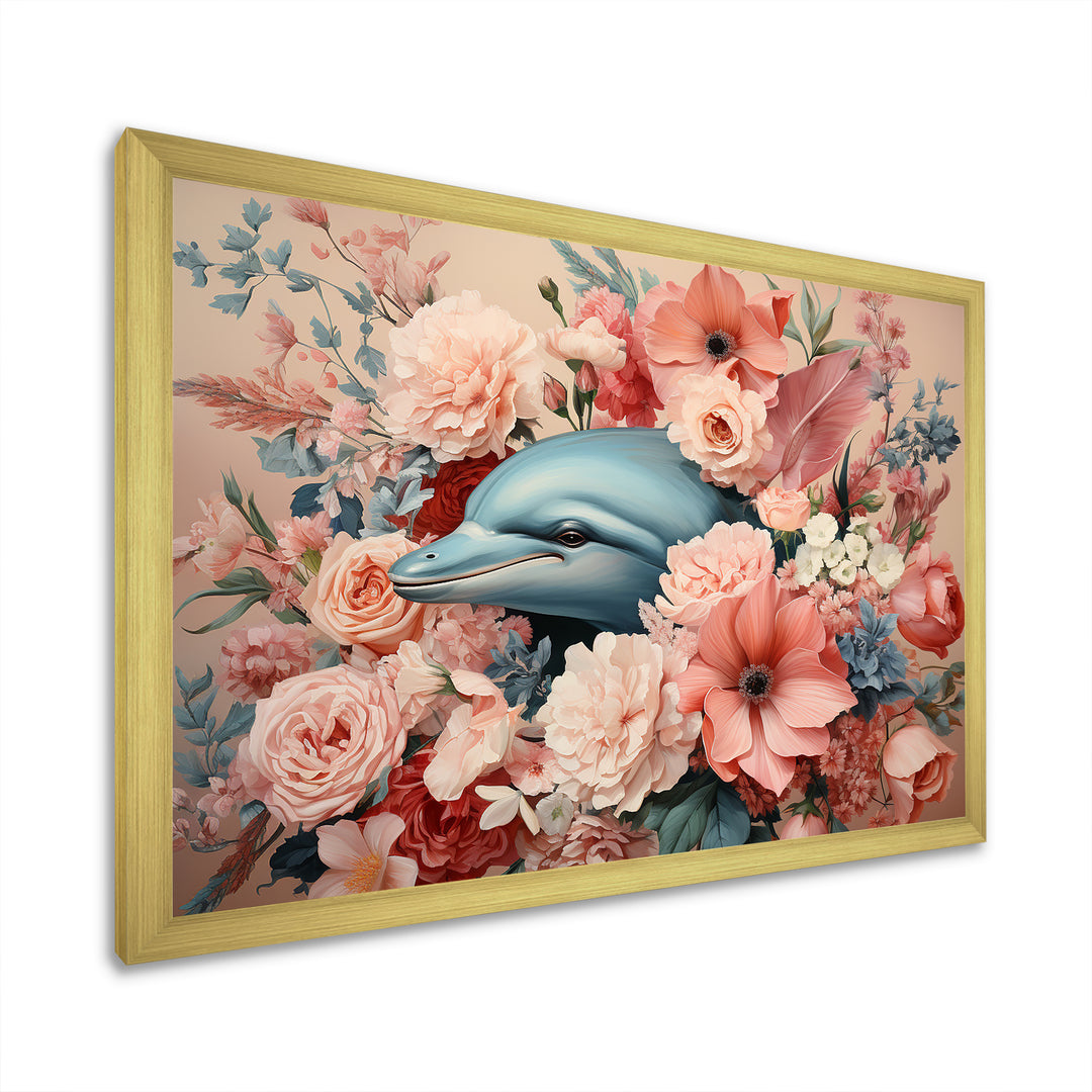 Floral Dance of the Dolphins - Coastal Animal Wall Decor
