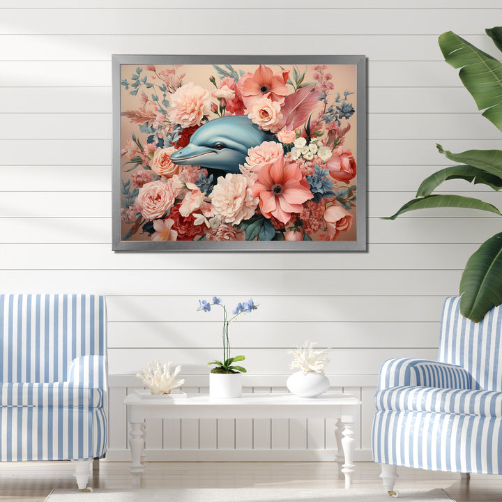 Floral Dance of the Dolphins - Coastal Animal Wall Decor