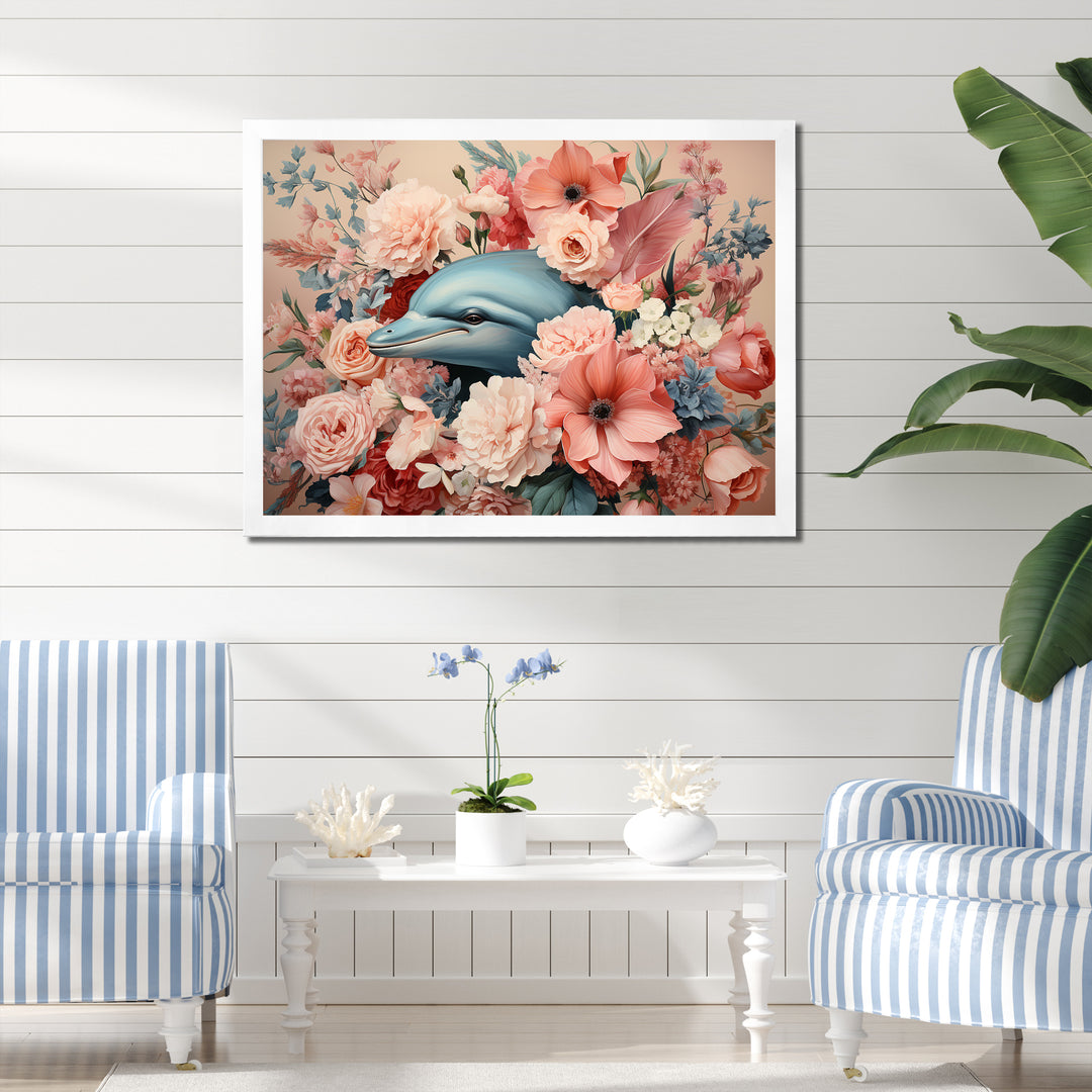 Floral Dance of the Dolphins - Coastal Animal Wall Decor