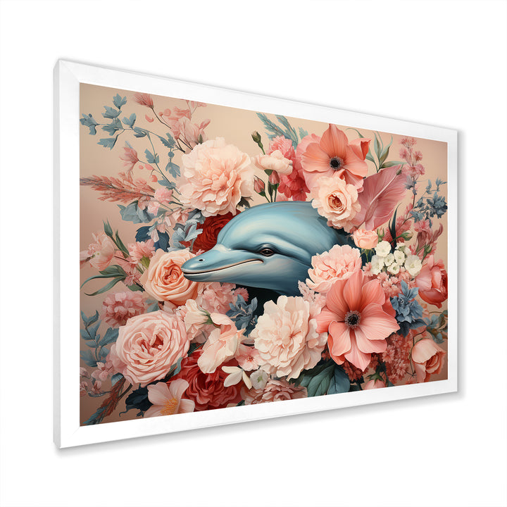 Floral Dance of the Dolphins - Coastal Animal Wall Decor