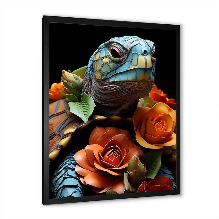 Floral Harbor turtle blooms - Coastal Animal Wall Art Prints