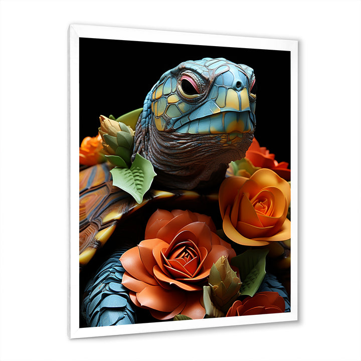 Floral Harbor turtle blooms - Coastal Animal Wall Art Prints