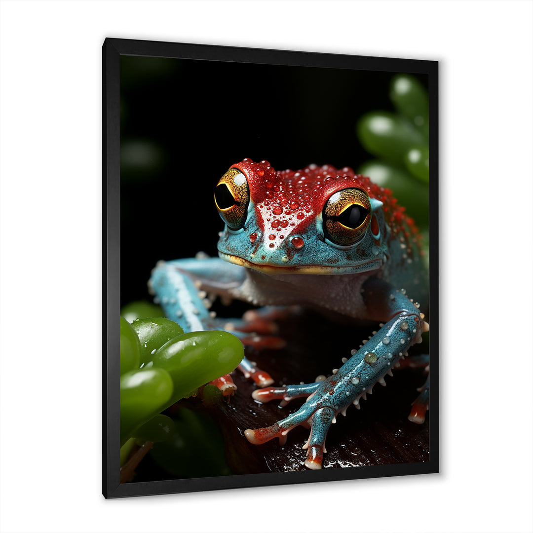 Jumping frog Hideaway - Blue Coastal Animal Wall Art