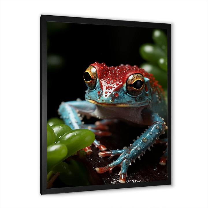 Jumping frog Hideaway - Blue Coastal Animal Wall Art