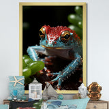 Jumping frog Hideaway - Blue Coastal Animal Wall Art