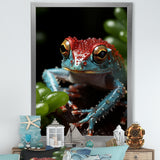 Jumping frog Hideaway - Blue Coastal Animal Wall Art