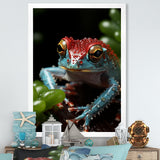 Jumping frog Hideaway - Blue Coastal Animal Wall Art