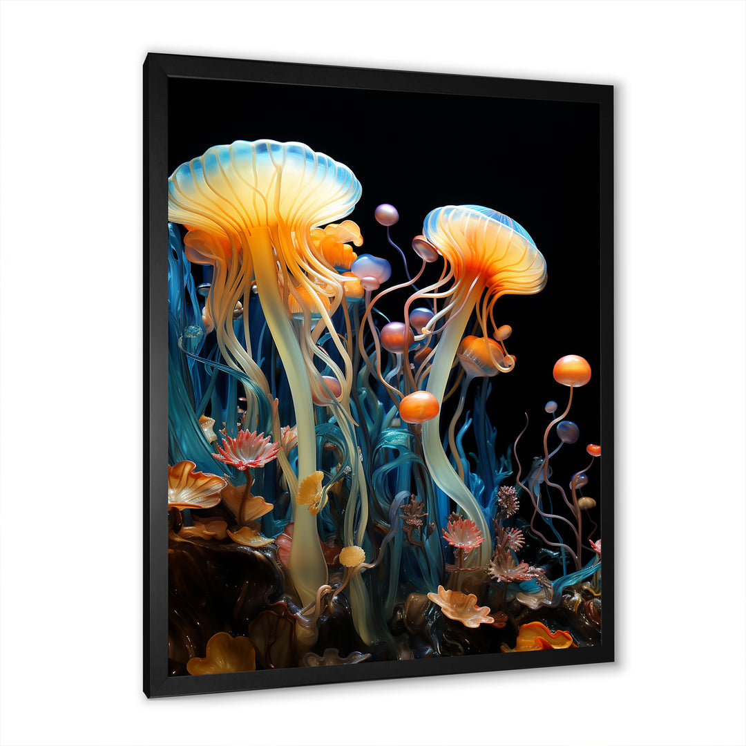 Yellow Jellyfish Drift - Yellow Coastal Animal Wall Art