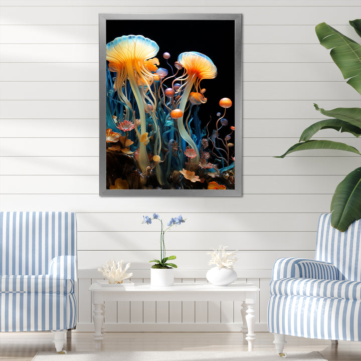 Yellow Jellyfish Drift - Yellow Coastal Animal Wall Art