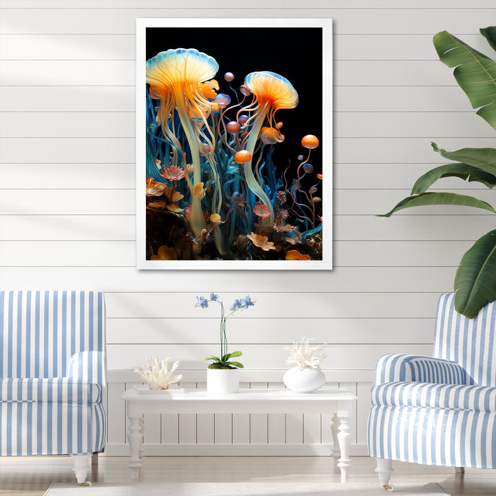 Yellow Jellyfish Drift - Yellow Coastal Animal Wall Art