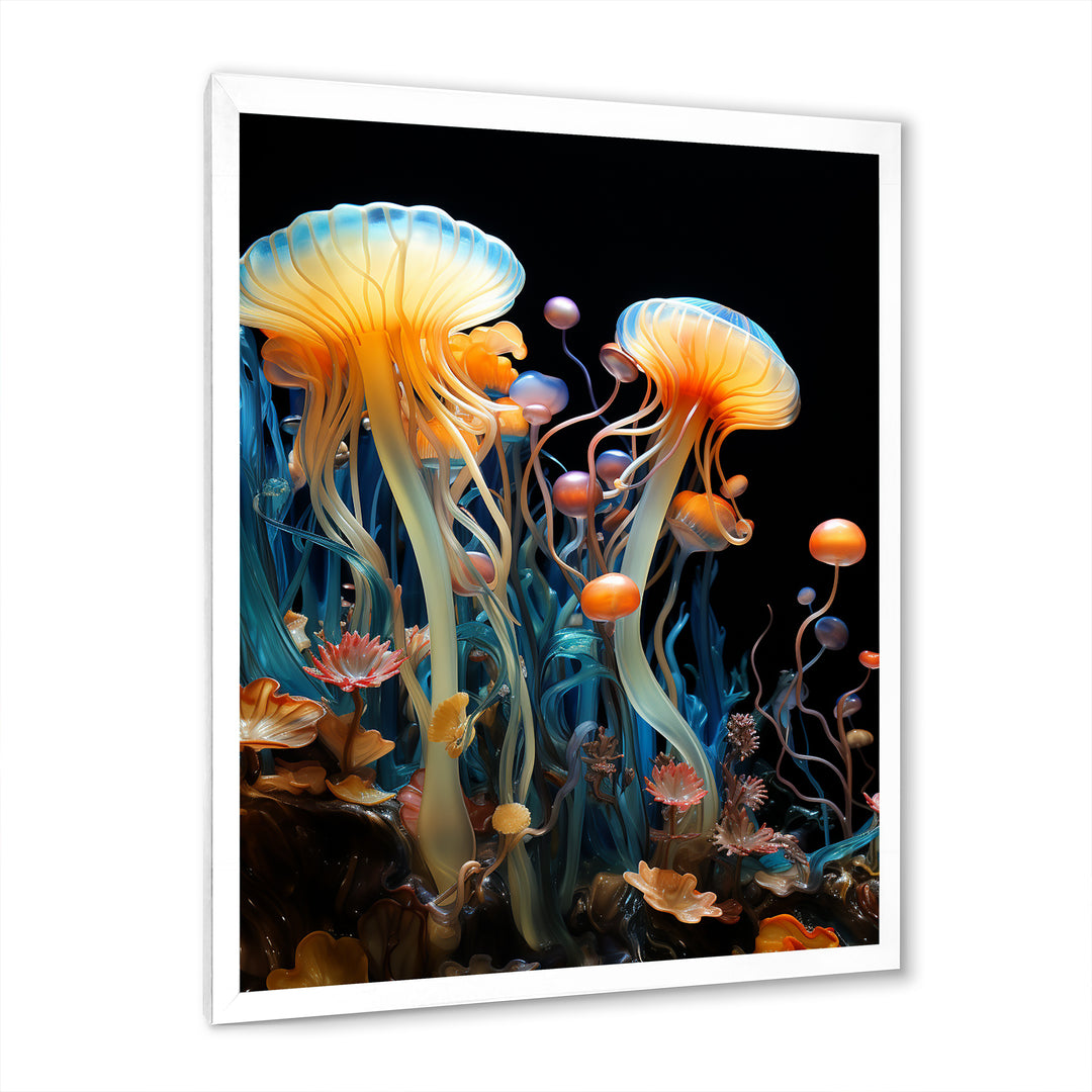 Yellow Jellyfish Drift - Yellow Coastal Animal Wall Art