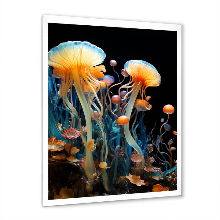 Yellow Jellyfish Drift - Yellow Coastal Animal Wall Art