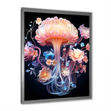 Pink and blue Jellyfish Drift - Coastal Animal Framed Canvas Art