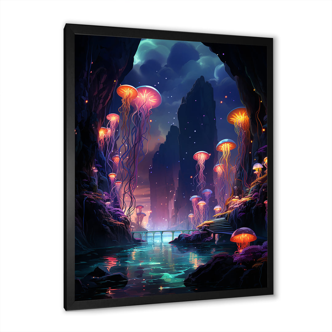Purple and pink Jellyfish Drift - Coastal Animal Large Canvas Wall Art