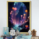 Purple and pink Jellyfish Drift - Coastal Animal Large Canvas Wall Art