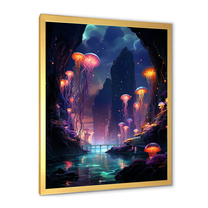 Purple and pink Jellyfish Drift - Coastal Animal Large Canvas Wall Art