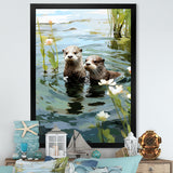 Otters Playtime - Coastal Animal Canvas Wall Art