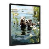Otters Playtime - Coastal Animal Canvas Wall Art