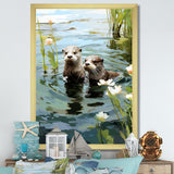 Otters Playtime - Coastal Animal Canvas Wall Art