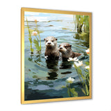 Otters Playtime - Coastal Animal Canvas Wall Art