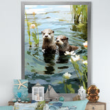 Otters Playtime - Coastal Animal Canvas Wall Art