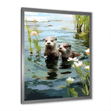 Otters Playtime - Coastal Animal Canvas Wall Art