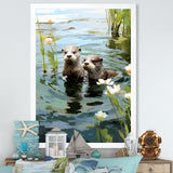 Otters Playtime - Coastal Animal Canvas Wall Art