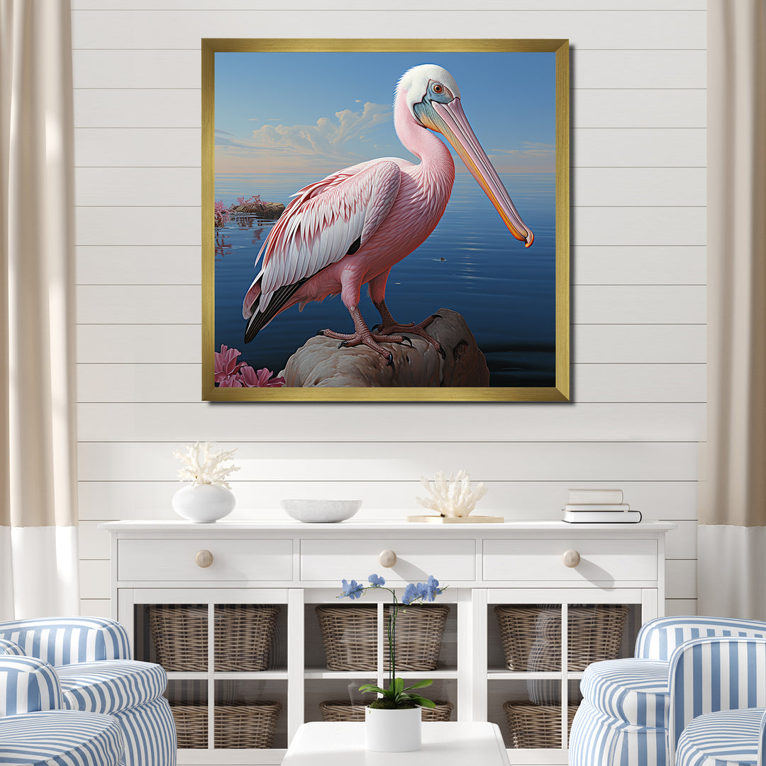 Pink Pelican Poise - Coastal Animal Wall Decor