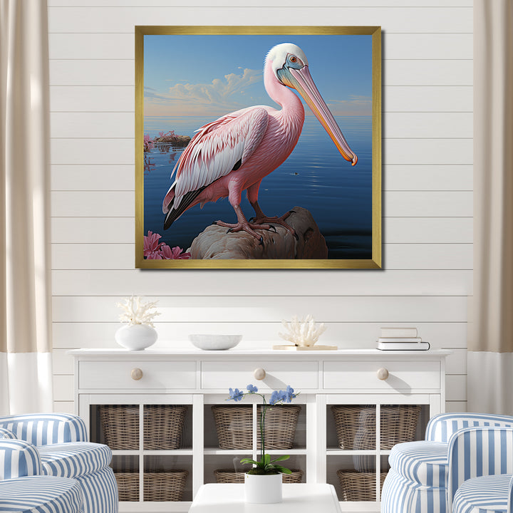Pink Pelican Poise - Coastal Animal Wall Decor