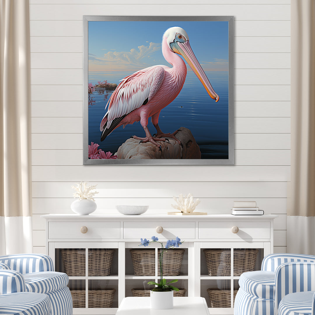 Pink Pelican Poise - Coastal Animal Wall Decor