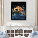 Sea Turtle Journey - Blue Coastal Animal Wall Art
