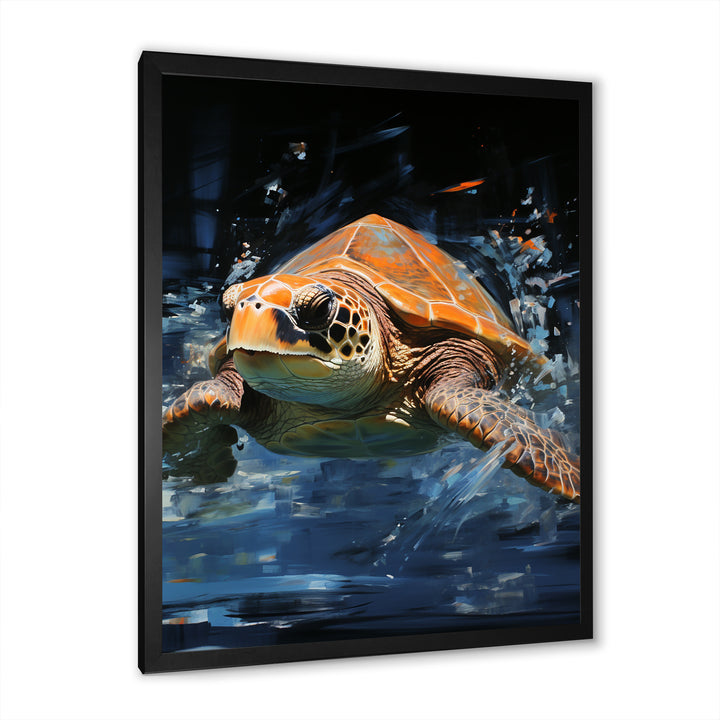 Sea Turtle Journey - Blue Coastal Animal Wall Art