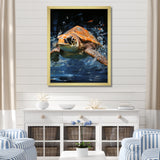 Sea Turtle Journey - Blue Coastal Animal Wall Art