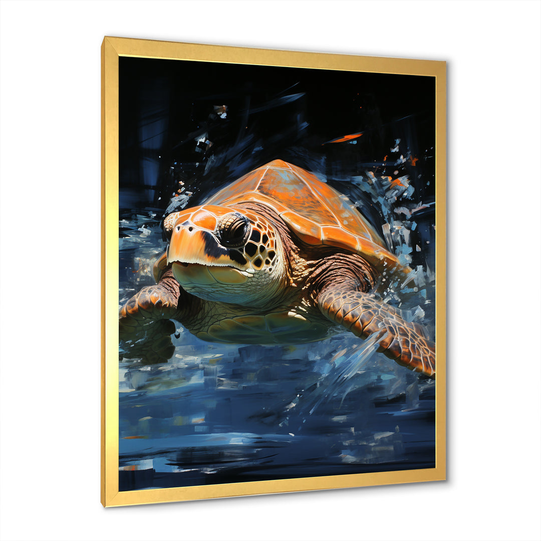 Sea Turtle Journey - Blue Coastal Animal Wall Art