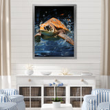 Sea Turtle Journey - Blue Coastal Animal Wall Art
