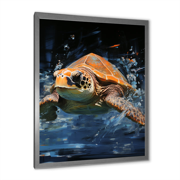 Sea Turtle Journey - Blue Coastal Animal Wall Art