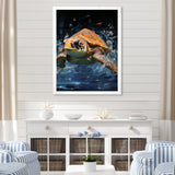 Sea Turtle Journey - Blue Coastal Animal Wall Art