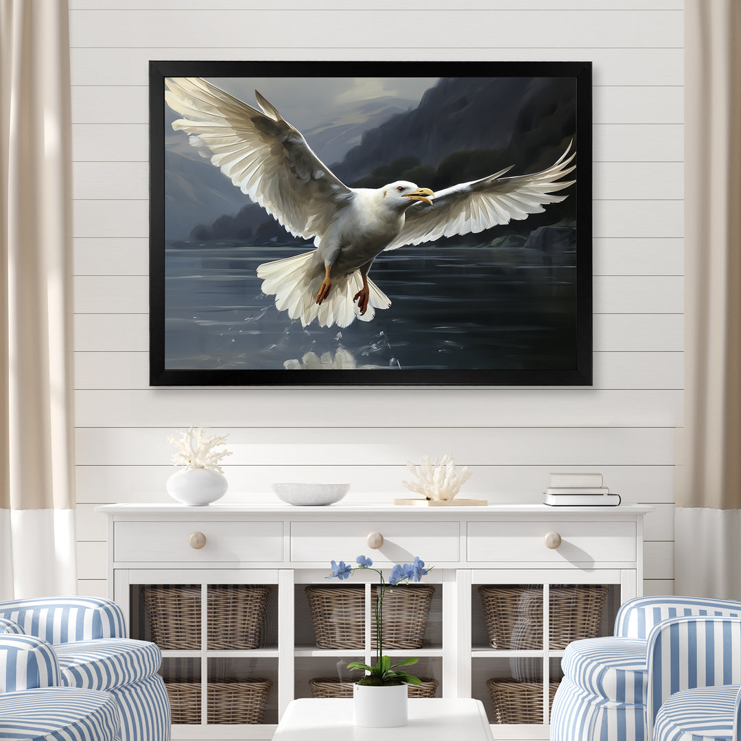 Seagulls Flight - Coastal Animal Large Canvas Wall Art