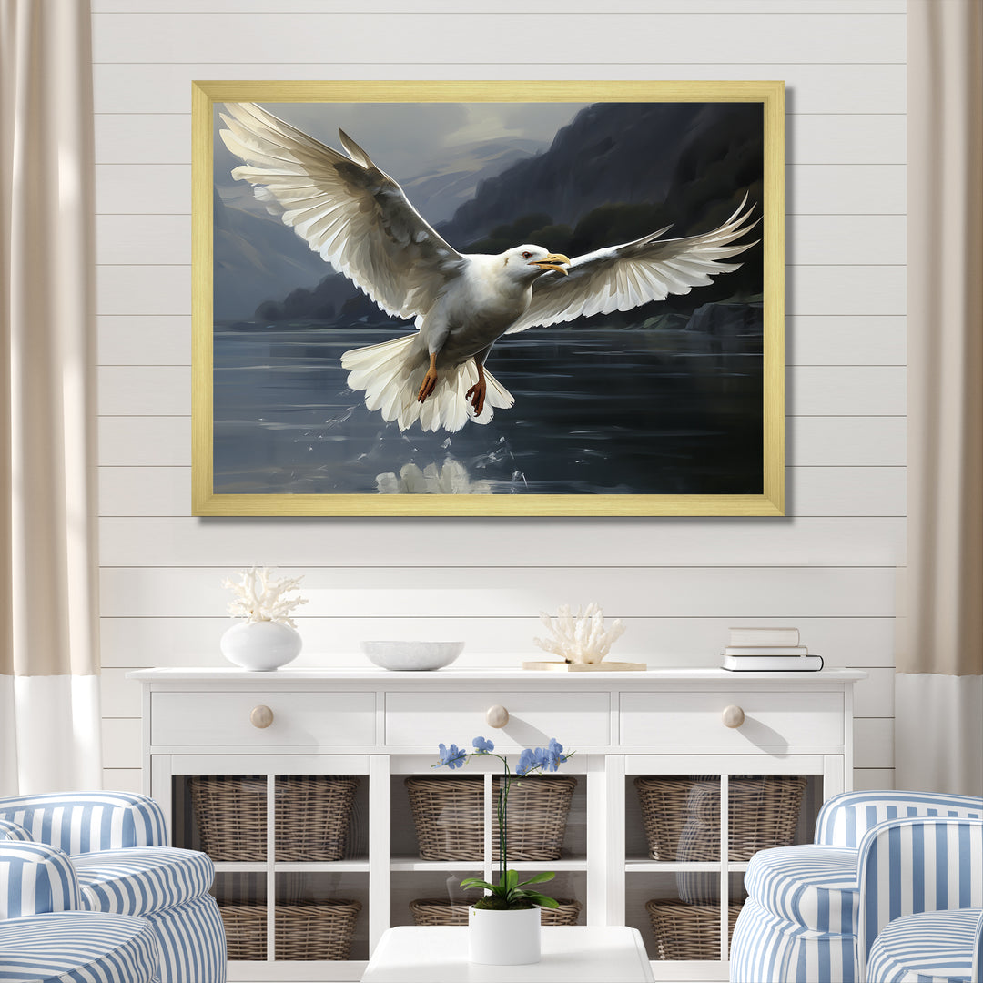 Seagulls Flight - Coastal Animal Large Canvas Wall Art