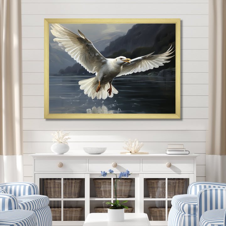 Seagulls Flight - Coastal Animal Large Canvas Wall Art
