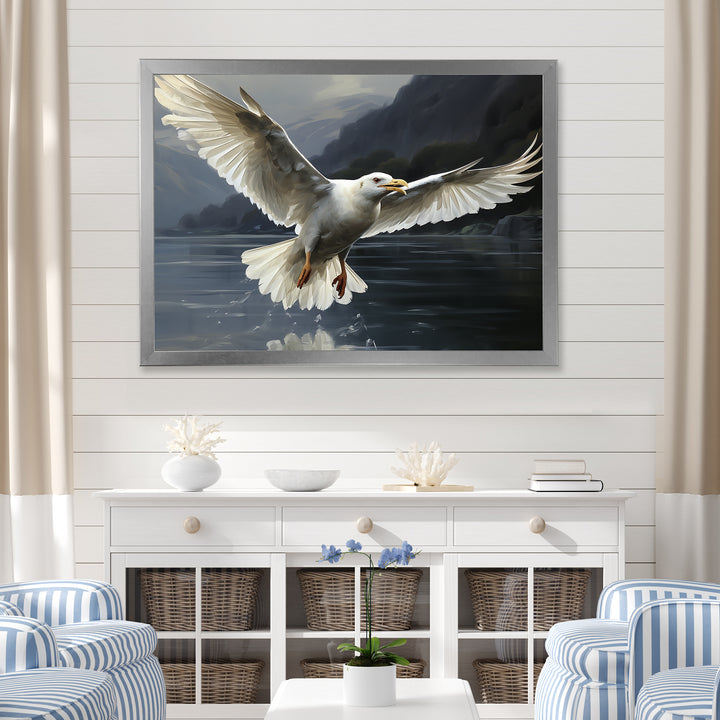 Seagulls Flight - Coastal Animal Large Canvas Wall Art