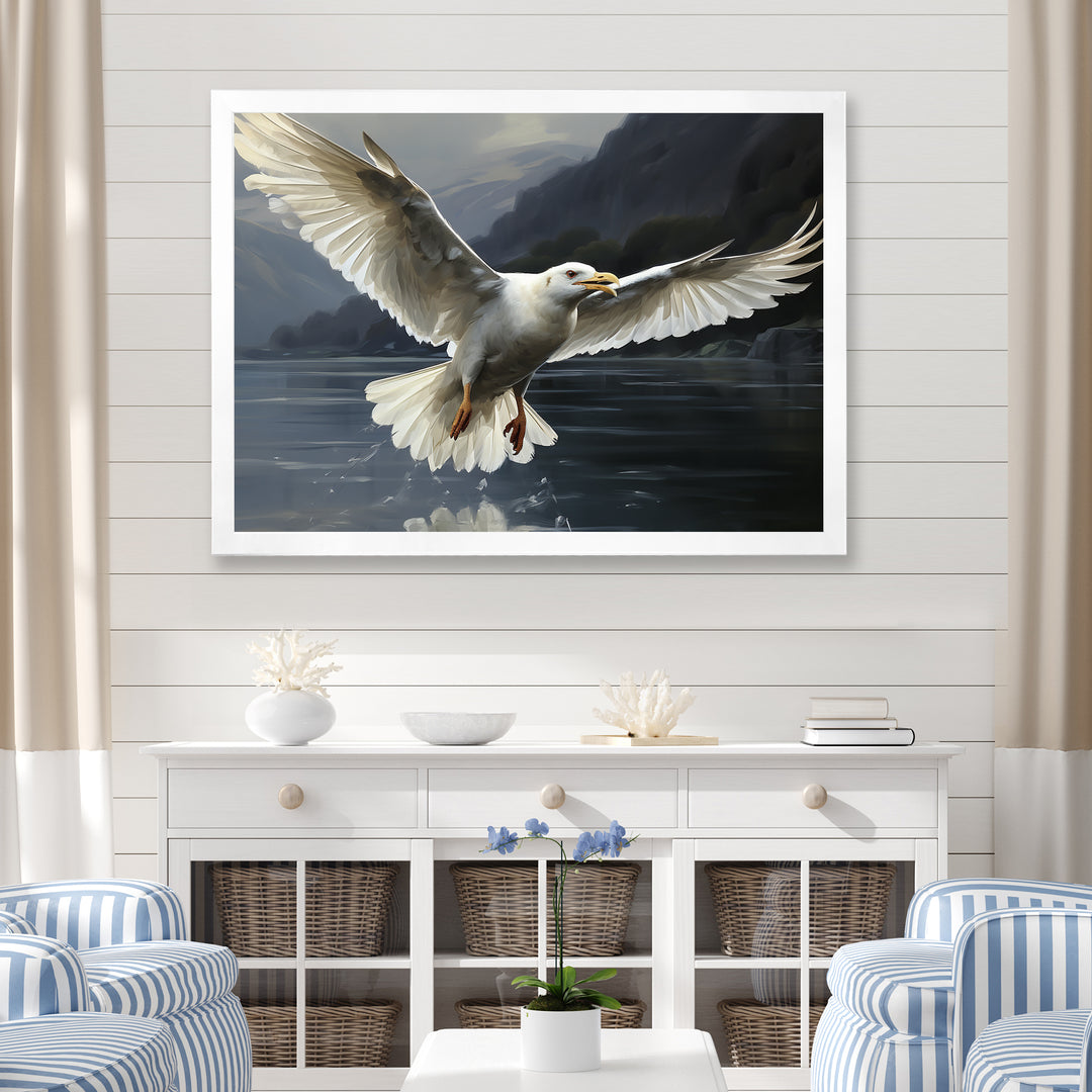 Seagulls Flight - Coastal Animal Large Canvas Wall Art