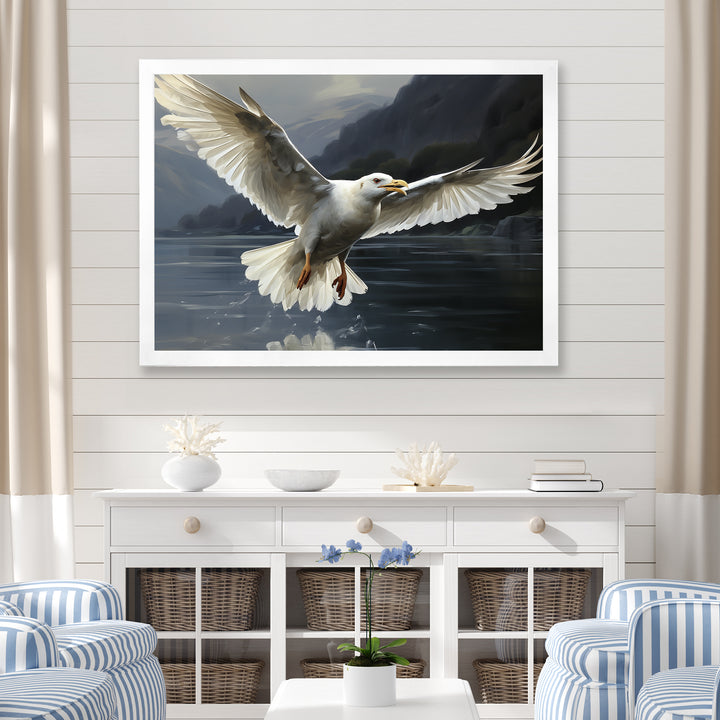 Seagulls Flight - Coastal Animal Large Canvas Wall Art