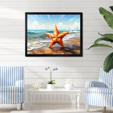 Shoreline Starfish cubic landscape - Coastal Animal Canvas Wall Art